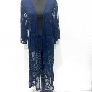 Elegant Navy Lace Tunic/kimono large